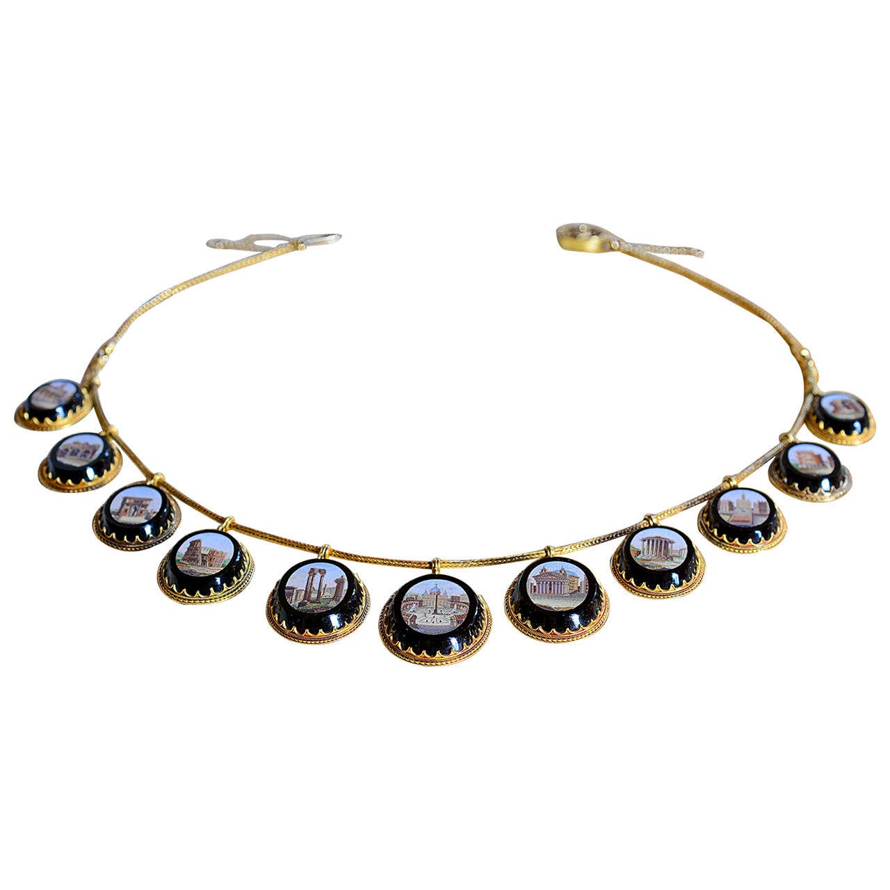 Extraordinarily Fine Grand Tour Italian MultiPart Micromosaic Necklace