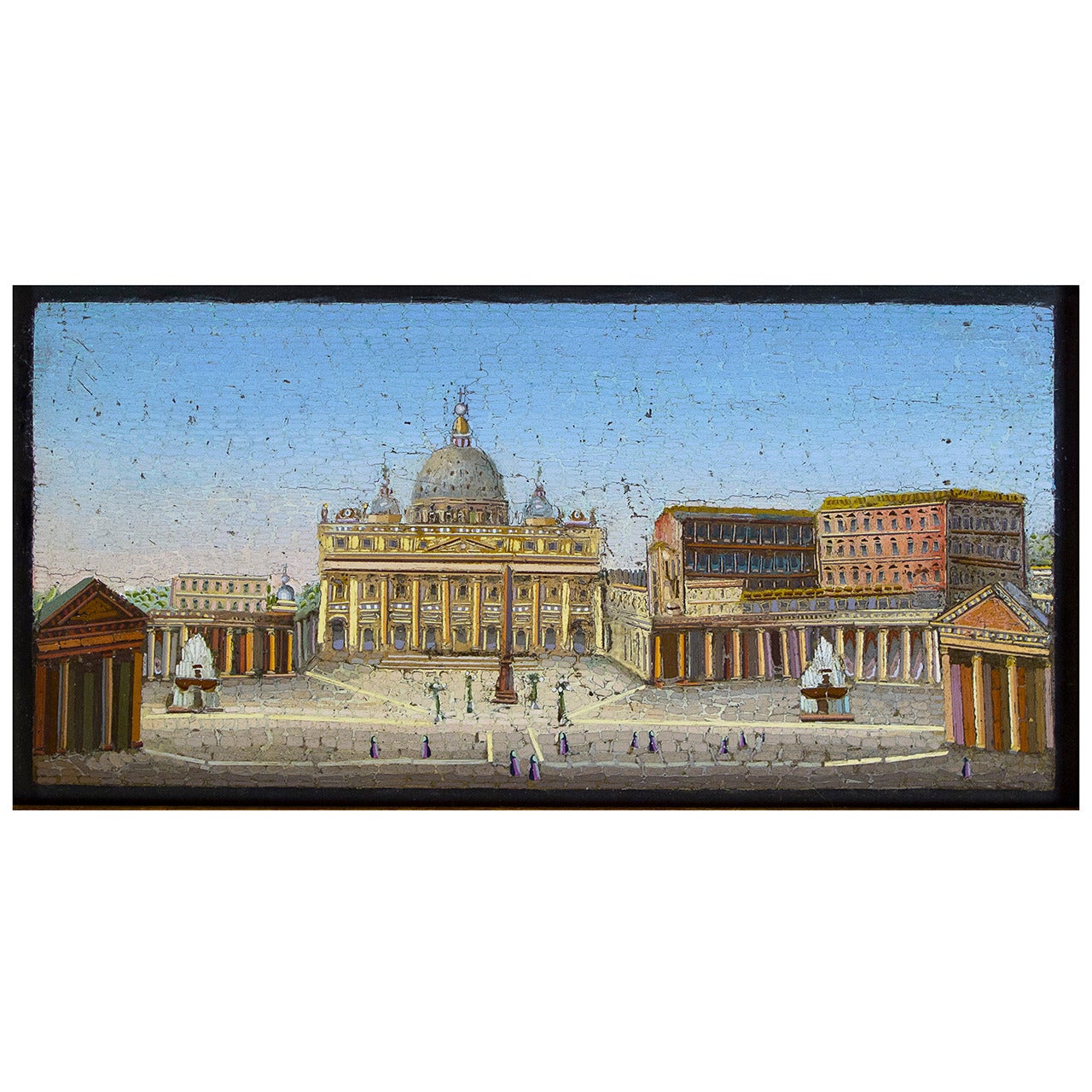Italian Micromosaic Panel of St. Peter's Square For Sale