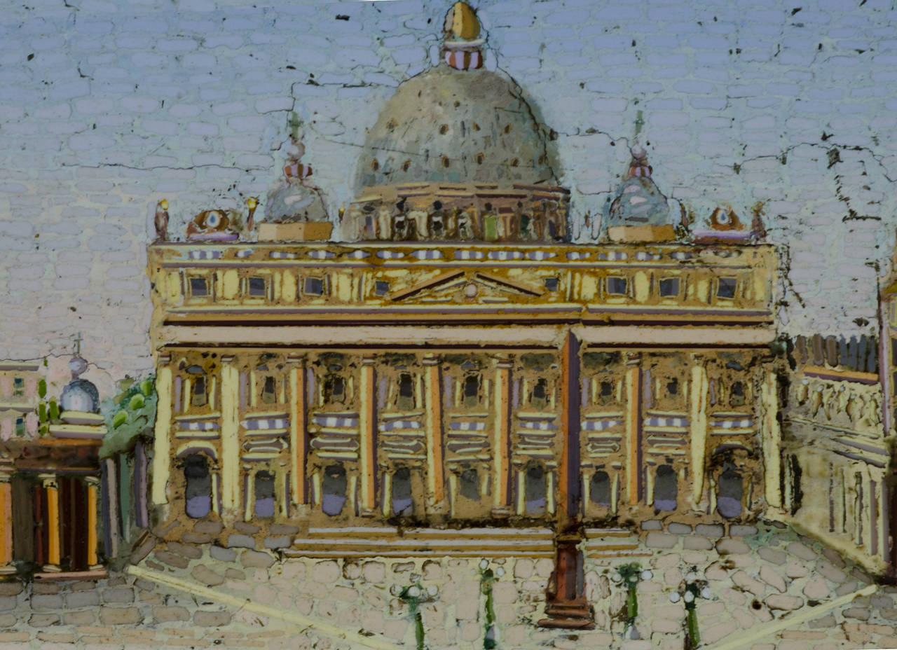 Grand Tour Italian Micromosaic Panel of St. Peter's Square For Sale