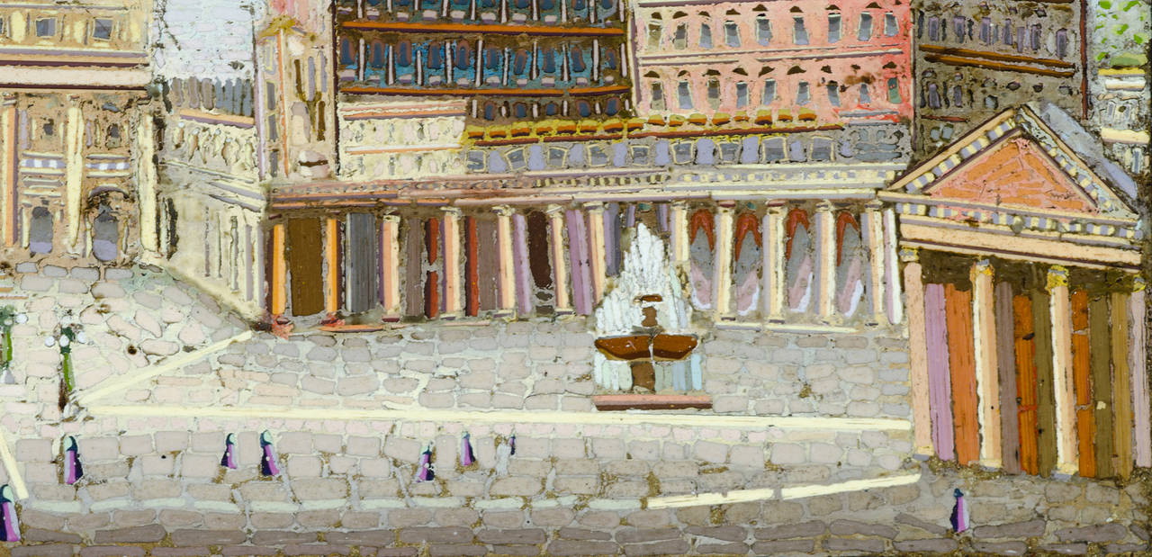 Gilt Italian Micromosaic Panel of St. Peter's Square For Sale