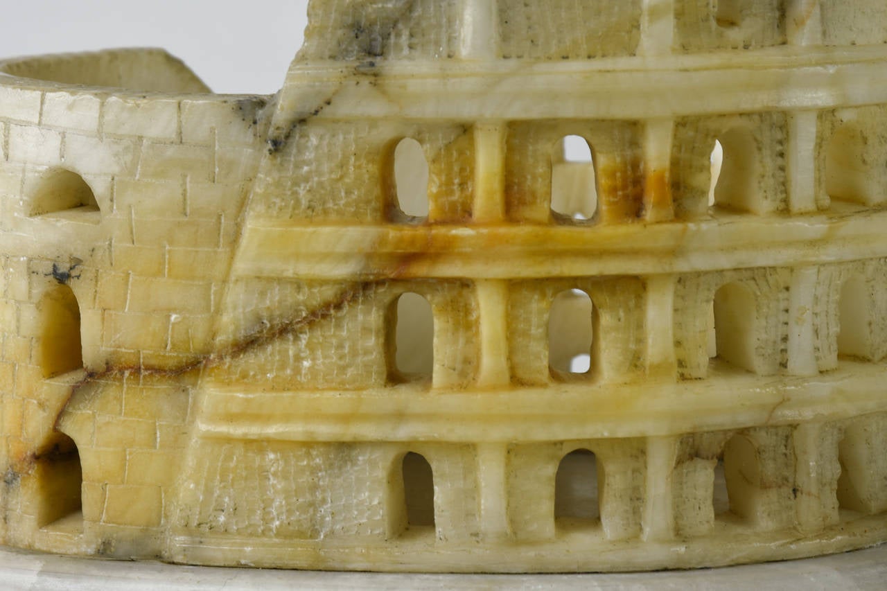 Carved c. 1880 Grand Tour alabaster model of the Colosseum, Rome For Sale