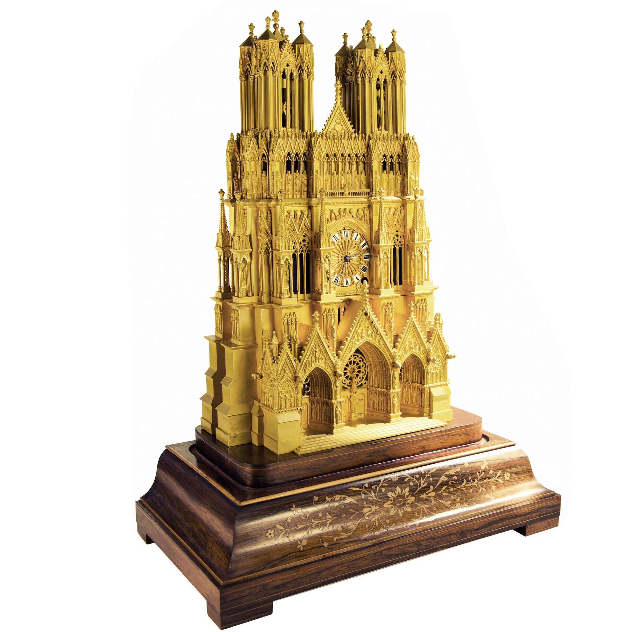 Magnificent c. 1835 gilded bronze model of Rheims Cathedral, France For Sale