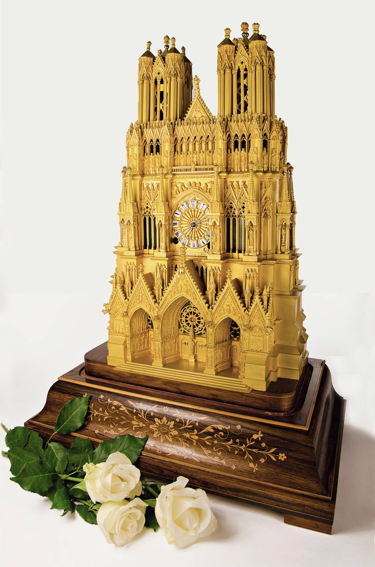 Grand Tour Magnificent c. 1835 gilded bronze model of Rheims Cathedral, France For Sale