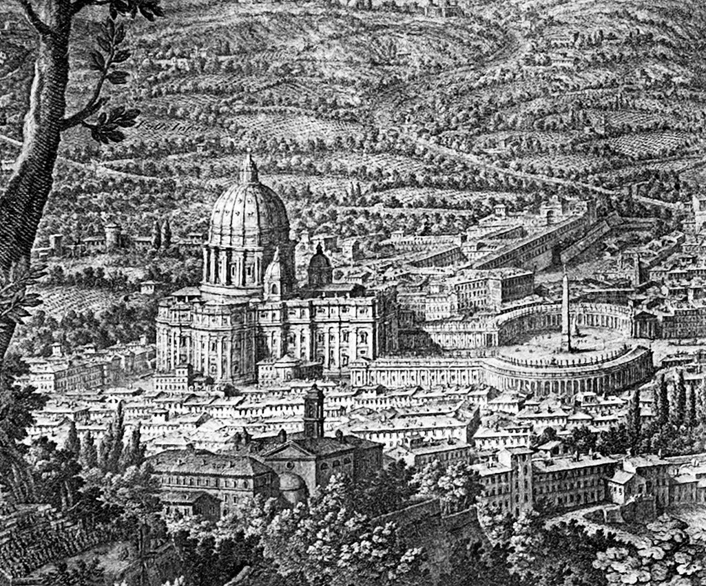 Etched Ex-Chatsworth House, Monumental, 9 Foot Long, 1765 View of Rome, Etching by Vasi For Sale