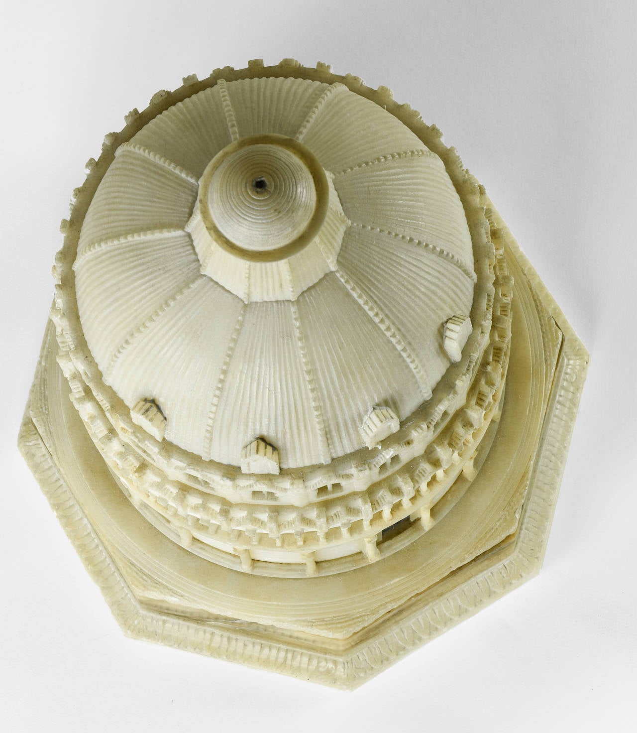 Early 19th Century Grand Tour, Finely-carved abaster Model of Baptistry, Pisa, ca. 1820, Inscribed