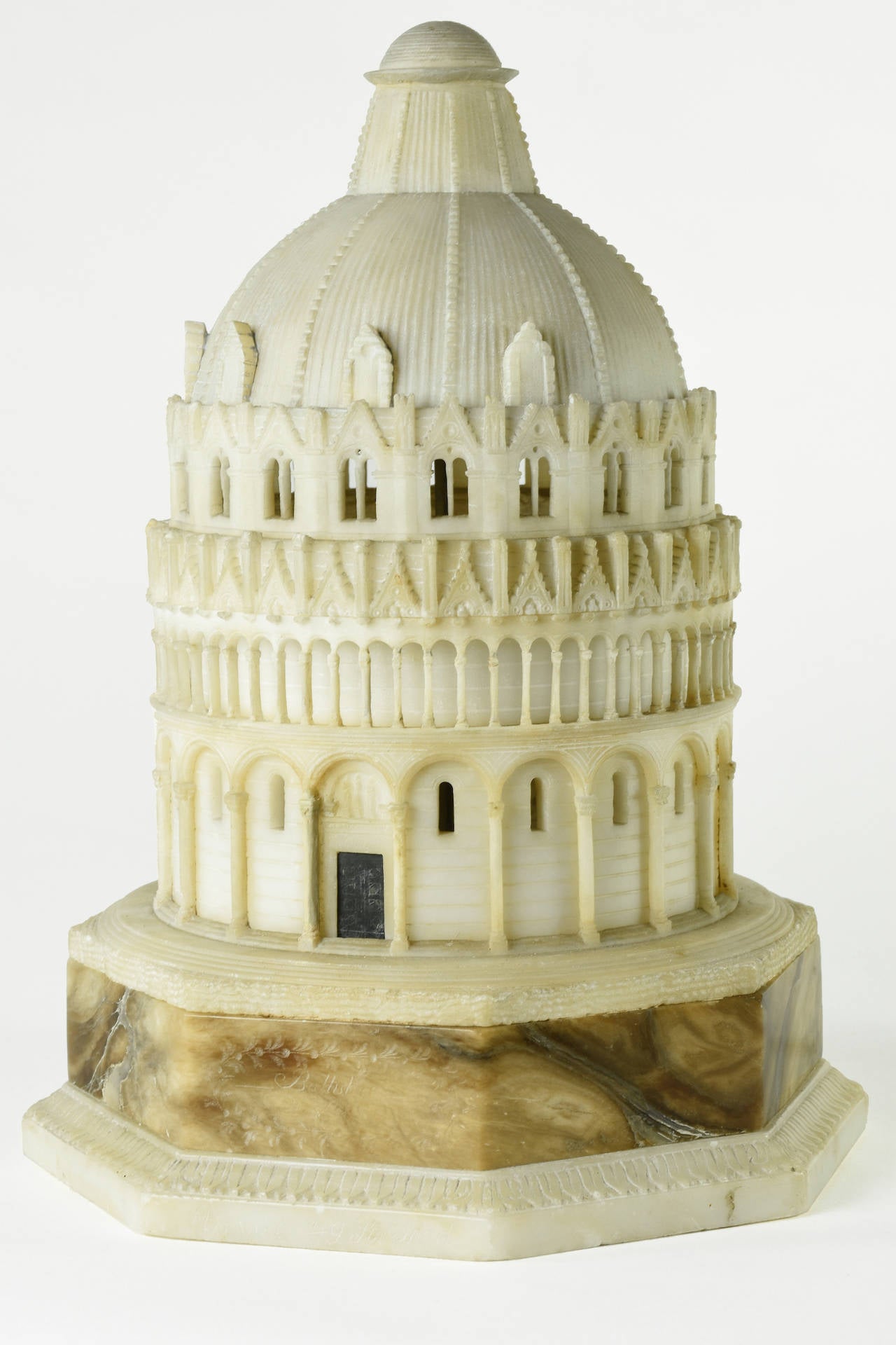 Italian Grand Tour, Finely-carved abaster Model of Baptistry, Pisa, ca. 1820, Inscribed