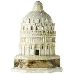 Grand Tour, Finely-carved abaster Model of Baptistry, Pisa, ca. 1820, Inscribed