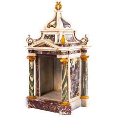 Used Spectacular Specimen Marble Tabernacle with Gilded Mounts, 40" h., Italy, 18th c