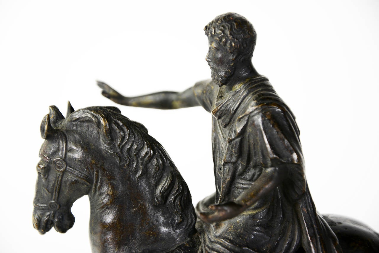 c. 1790 Grand Tour bronze model of the Marcus Aurelius equestrian monument, Rome In Excellent Condition In Lafayette, CA