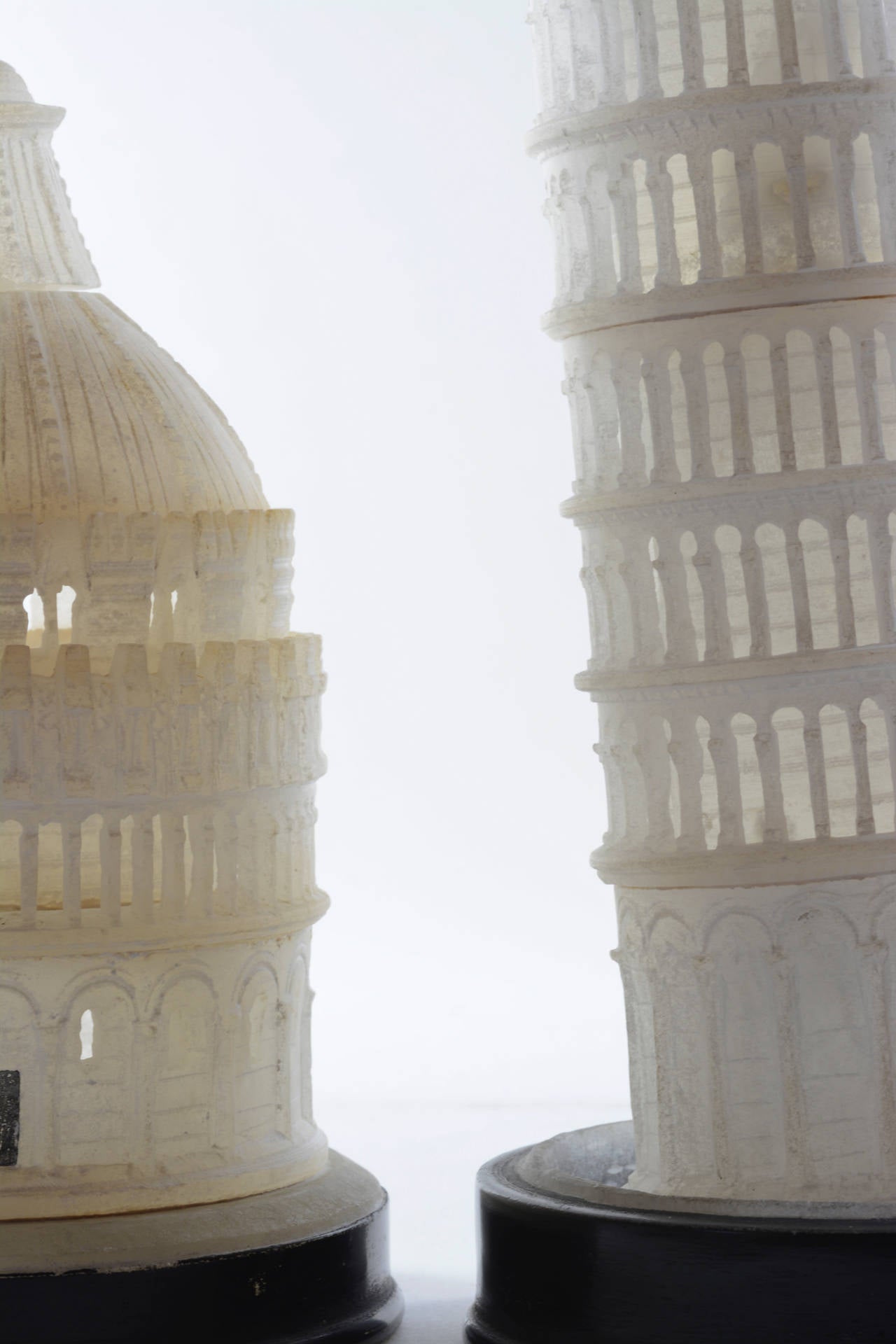 Pair ca.1890 Pisa Architectural Models -  Baptistry and Leaning Tower