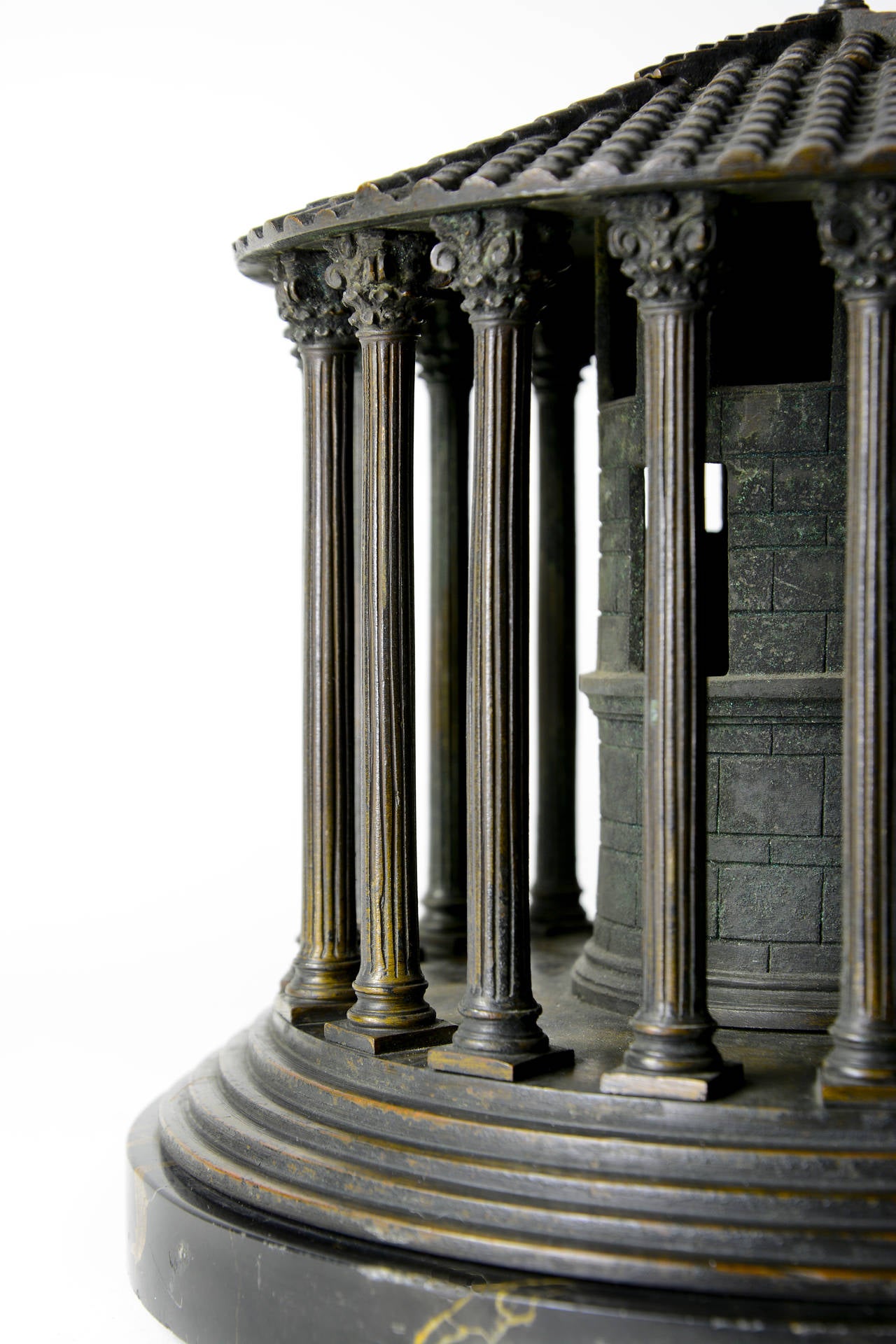 Grand Tour Impressive, highly-detailed, mid 19th c. bronze model of Temple of Vesta, Rome For Sale