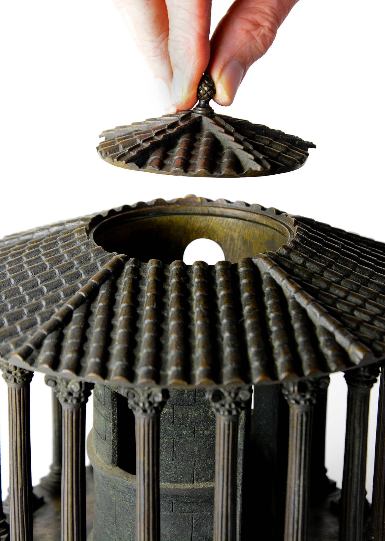 Italian Impressive, highly-detailed, mid 19th c. bronze model of Temple of Vesta, Rome For Sale