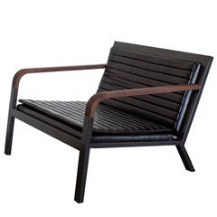 DK Lounge Chair by Uhuru Design, bent walnut, hand blackened steel, leather 1