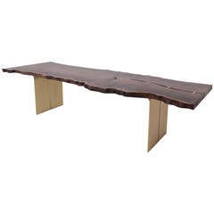 Milo Base Dining Table by Uhuru Design, claro walnut, brass 6