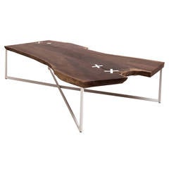 Stitch Coffee Table by Uhuru Design, Claro Walnut, Powder Coated Steel