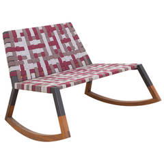 BB-55 Rocker Chair by Uhuru Design, Reclaimed Teak, Blackened Steel, Canvas