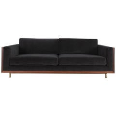 St. Pierre Sofa by Uhuru Design, Claro Walnut Slab, Brass, Alpaca Wool 2