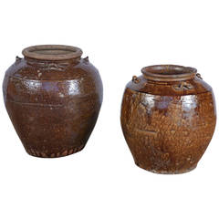 19th Century Brown Glazed Ginger Jars