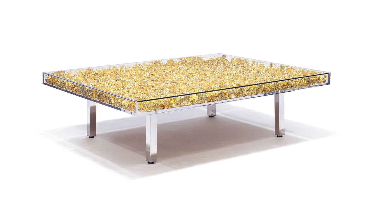 This work is from an edition begun in 1963, under the supervision of Rotraut Klein-Moquay, France, based on a 1961 model by Yves Klein. The table is accompanied with a signed and numbered placard of authenticity. 
Yves Klein 

Monogold™