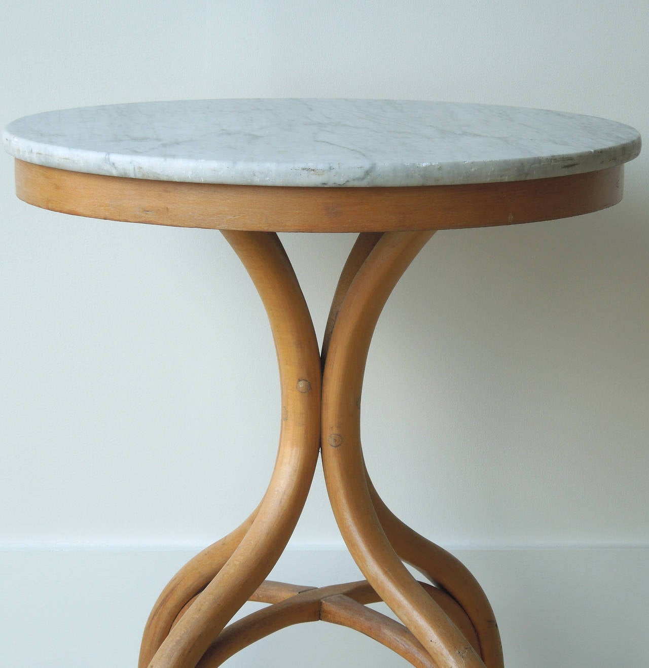 Austrian Thonet Bentwood Round Marble-Top Table