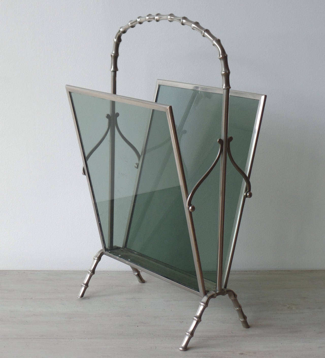 French Maison Baguès Faux Bamboo Magazine Rack