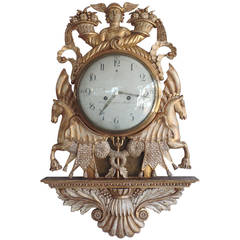 Swedish Stockholm 19th Century Gilded Cartel Wall Clock