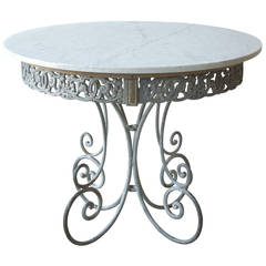 French 19th Century Zinc and Marble-Top Table