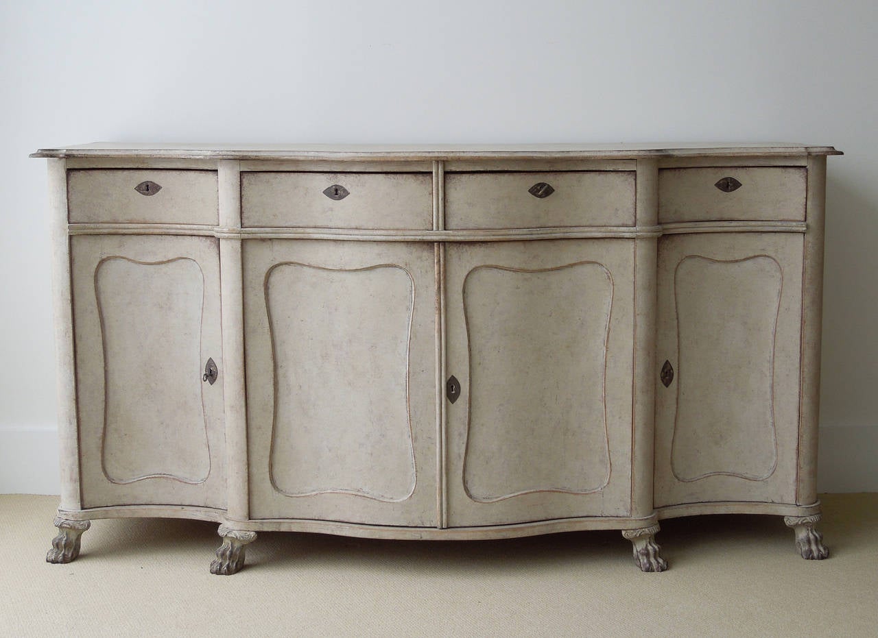 Swedish Painted Long Sideboard Cabinet 2