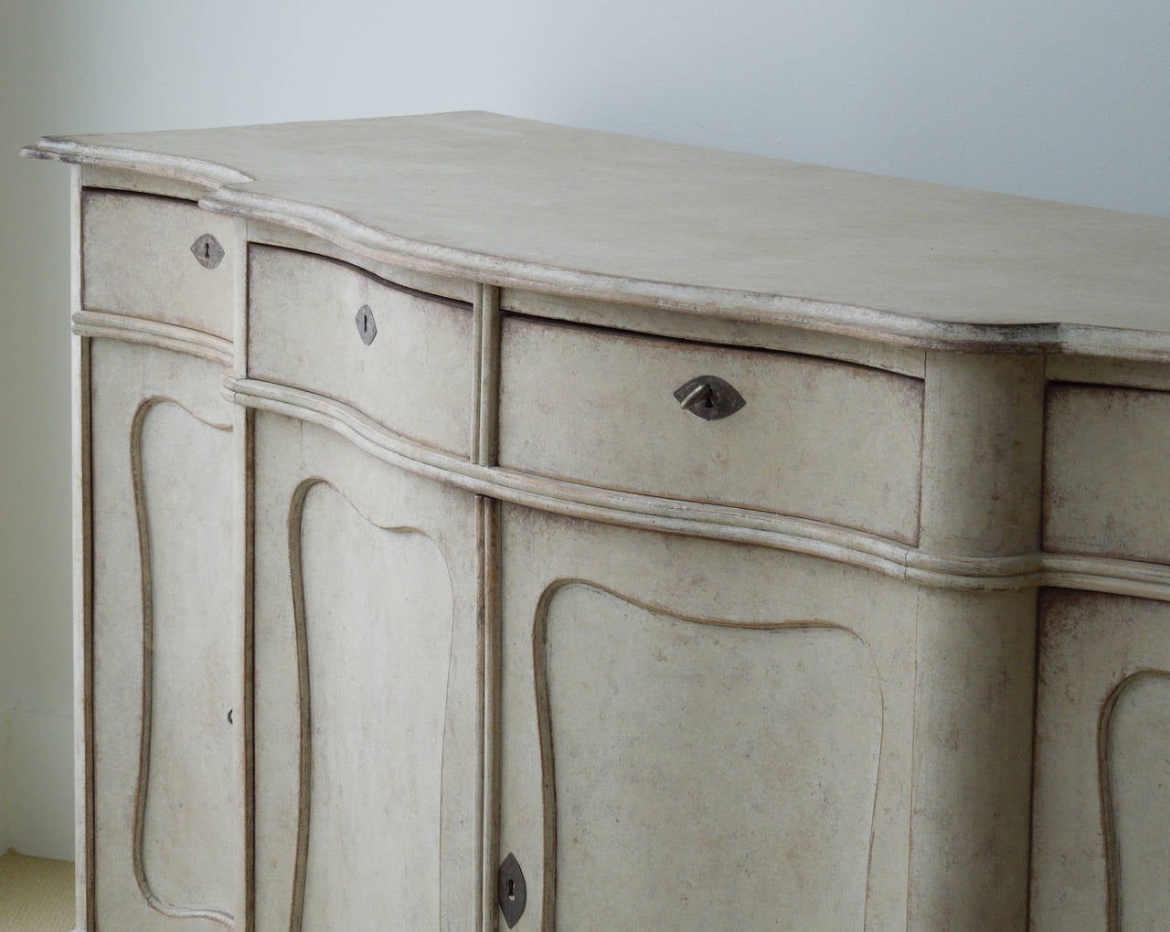 Swedish Painted Long Sideboard Cabinet In Excellent Condition In Bethesda, MD