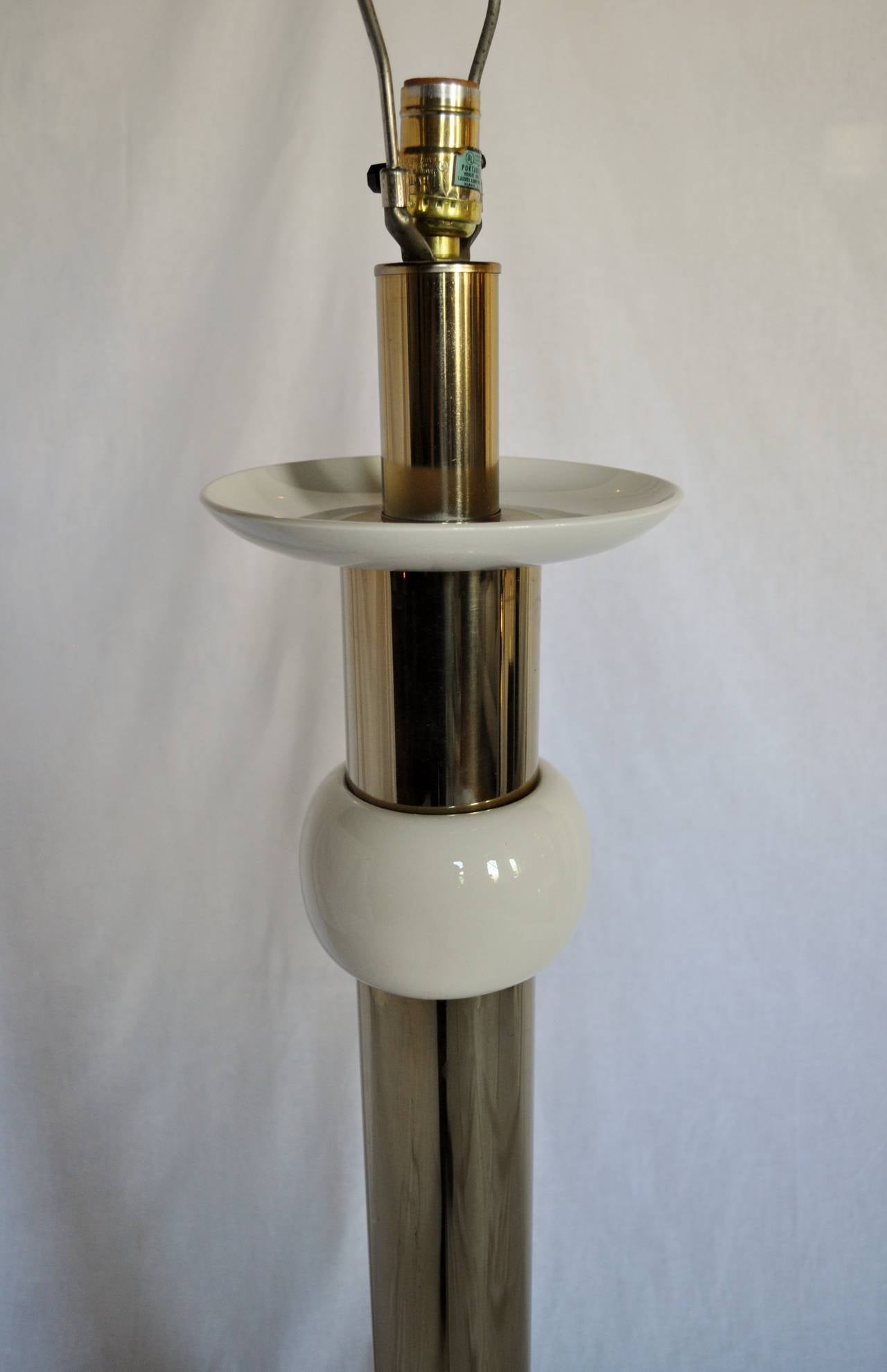 American Laurel Brass and Ceramic Column Floor Lamp