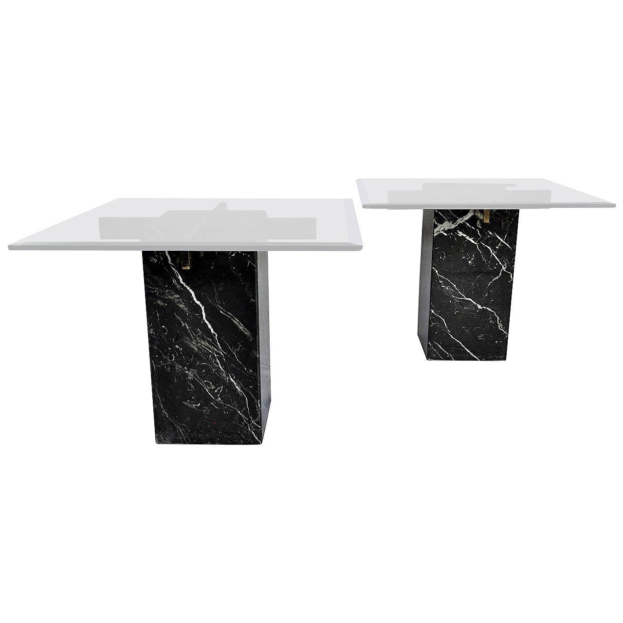 Italian Marble Pedestal Side Tables Attributed to Artedi at 1stDibs