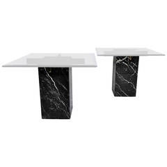 Italian Marble Pedestal Side Tables Attributed to Artedi