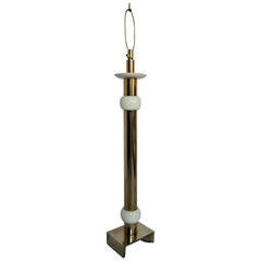 Laurel Brass and Ceramic Column Floor Lamp 5