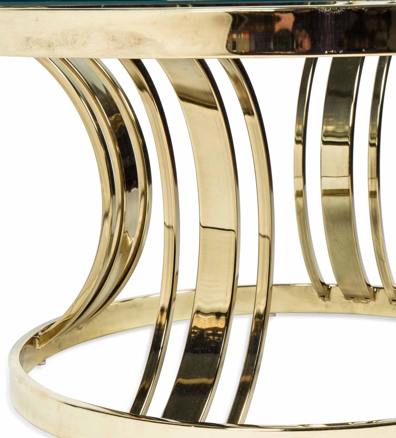 Sculptural Brass and Glass Cocktail Table in Style of Milo Baughman In Excellent Condition In Lambertville, NJ