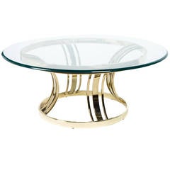 Sculptural Brass and Glass Cocktail Table in Style of Milo Baughman 11