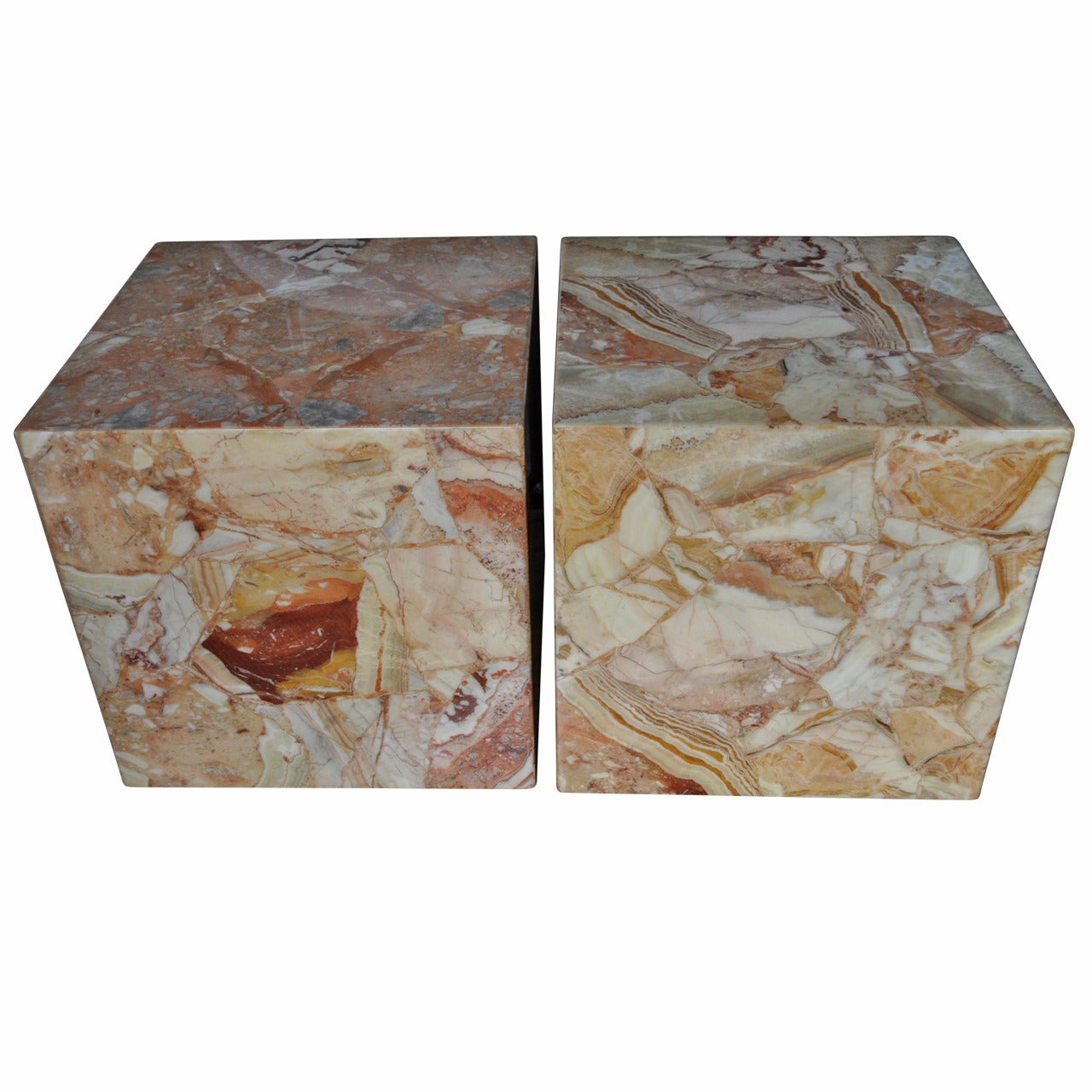 Pair of Large Onyx Cube Side Tables