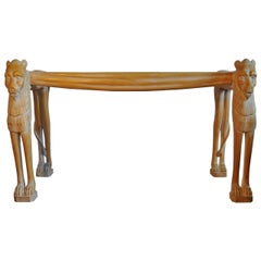 Sculptural Hand-Carved Draped Lion Console Table