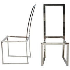Milo Baughman Style Dining Chair Frames, Pair