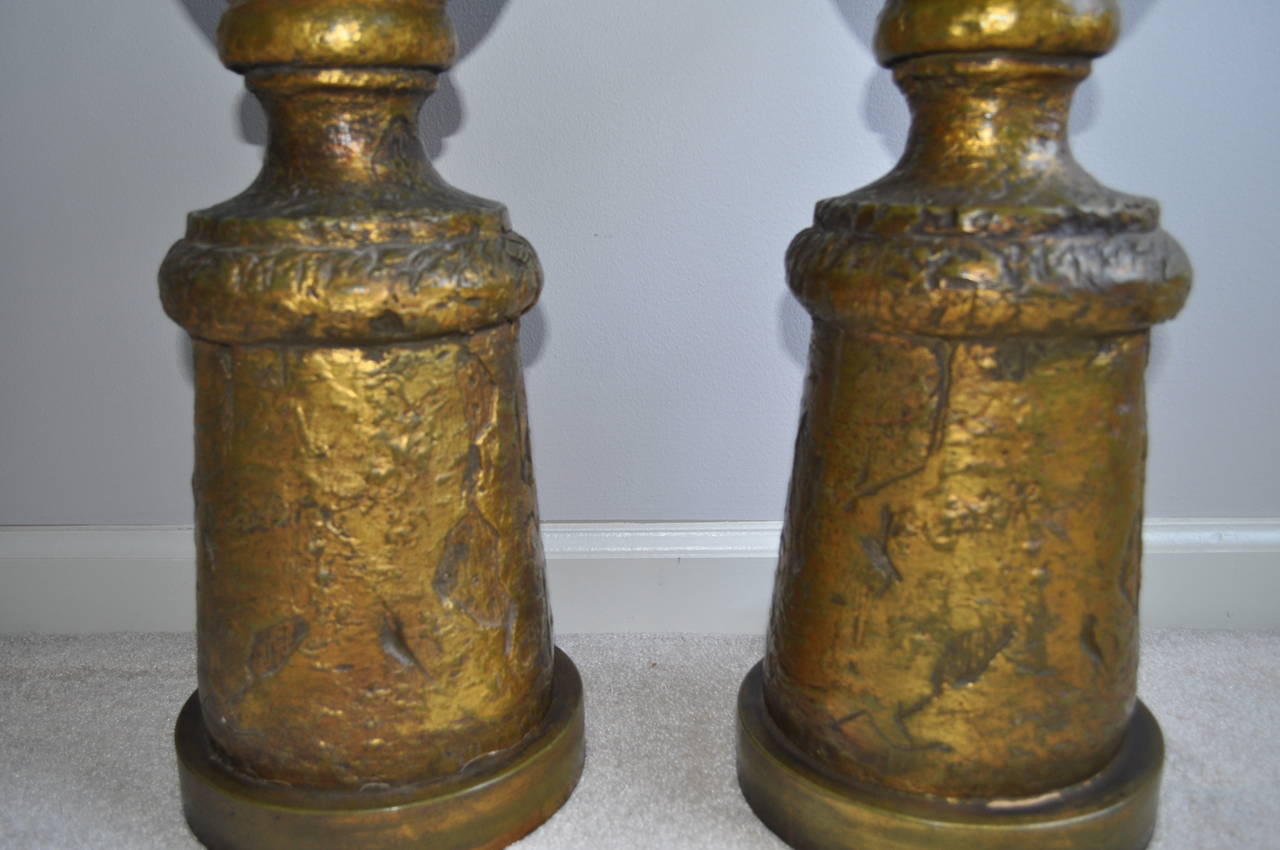 Monumental Chapman Hollywood Regency Sculptural Lamps In Good Condition For Sale In Lambertville, NJ
