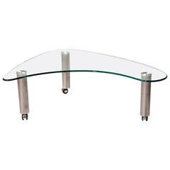 Glass and Steel Boomerang Cocktail Table