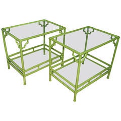 Hollywood Regency Faux Bamboo Side Tables
