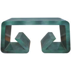 Geometric Malachite Lacquer Console Table