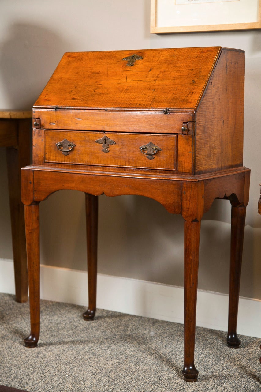 19th century Petite Slant front desk (lady's desk.) beautiful figured maple with a lovely patina.