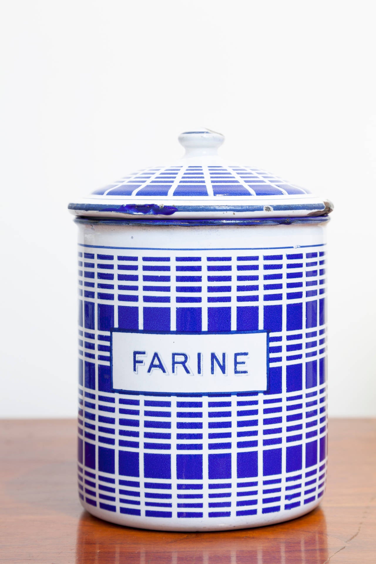 Art Deco Set of French Enamel Canisters, circa 1920 For Sale