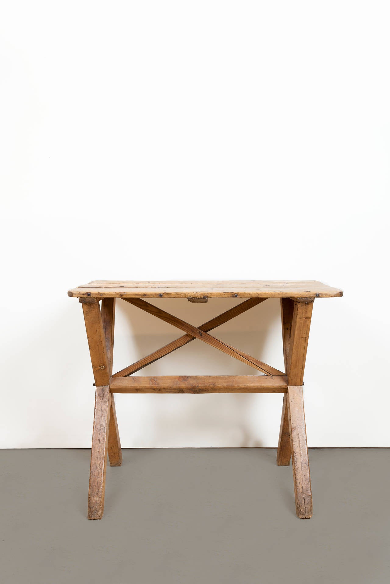 Late 19th Century Trestle Work Table. Wonderful patina.