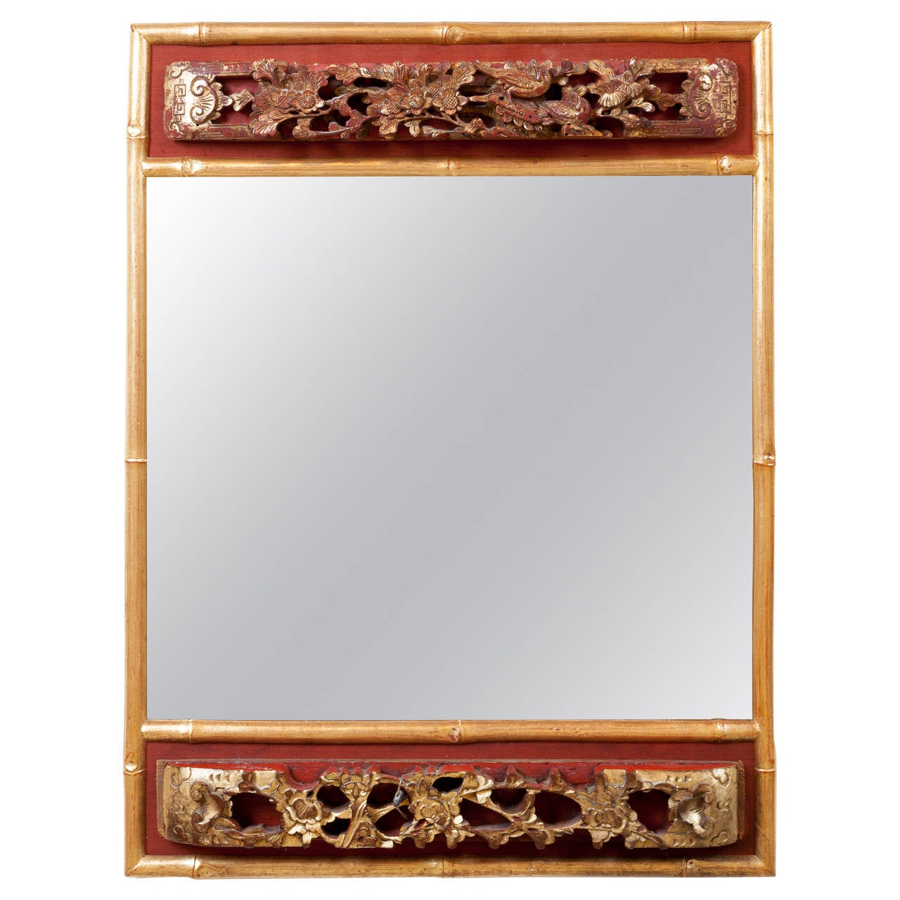 Custom Mirror with Antique Chinese Carvings For Sale at 1stdibs