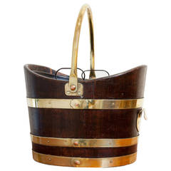 19th Century English Mahogany and Brass-bound Peat Bucket