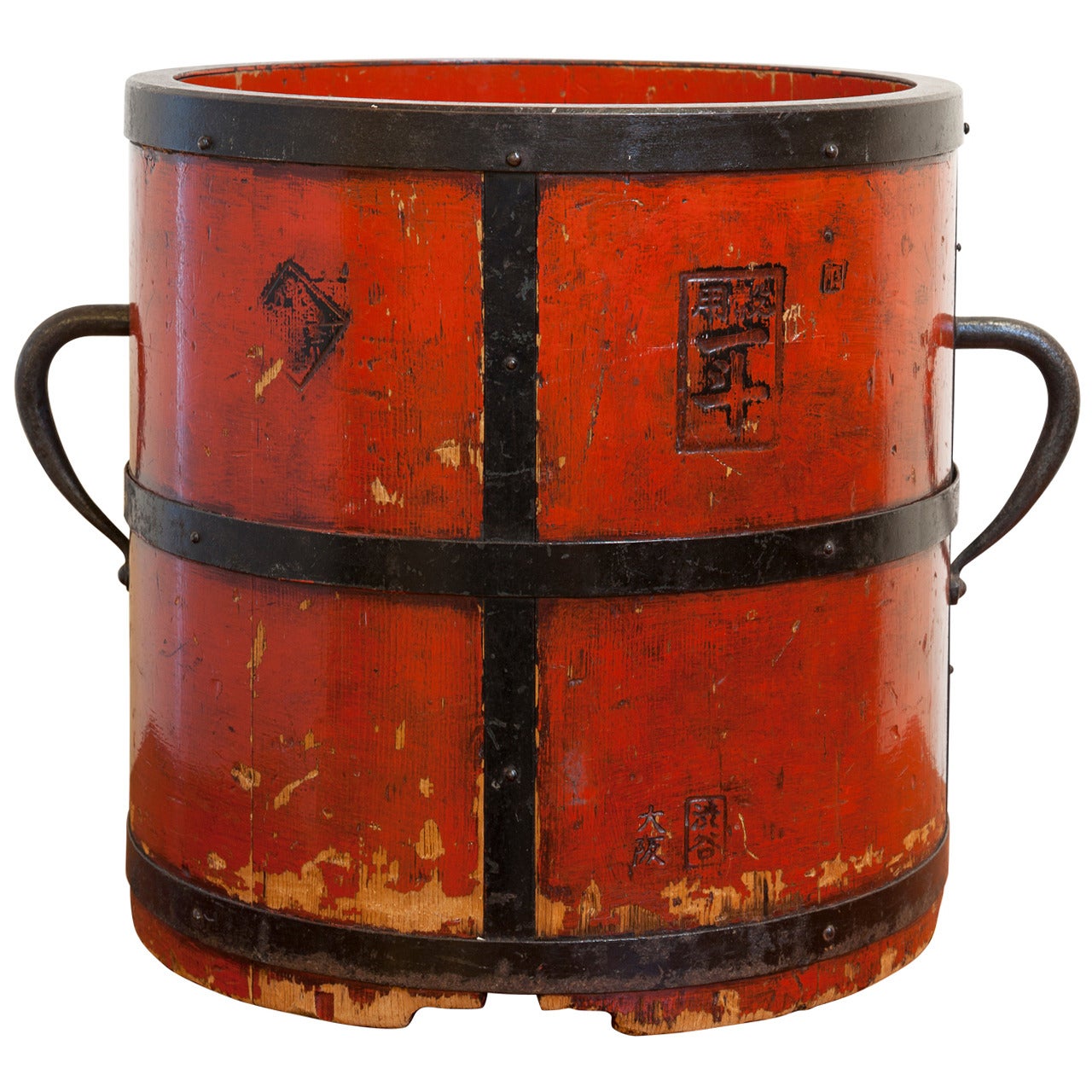 Antique Chinese Wood and Iron Bucket