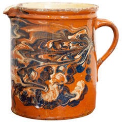 French Jaspe Pottery Jug, Late 19th Century