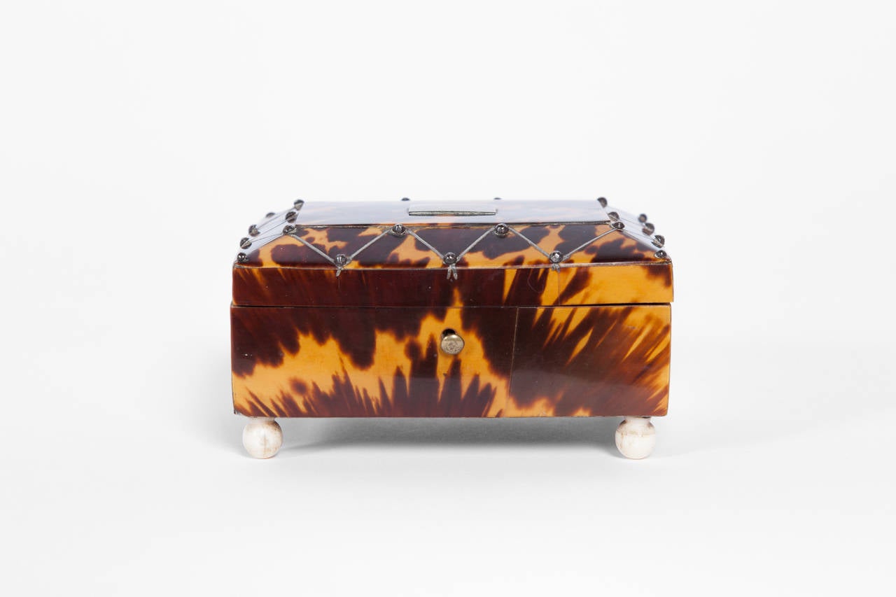 Exquisite set of three miniature Tortoise Shell Boxes, c.1900, England.